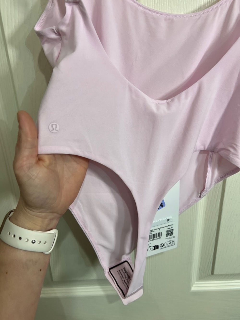 87. Lululemon wundermost low scoop nulu back sleeveless bodysuit pink organza - Picture 3 of 7